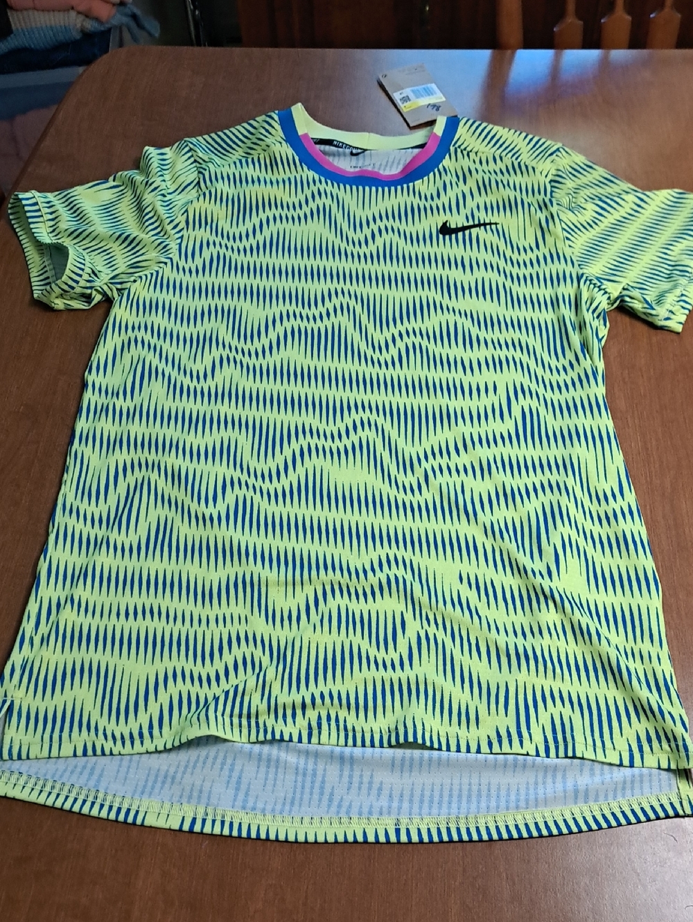 Nike Court Neon Yellow & Navy Performance Tee